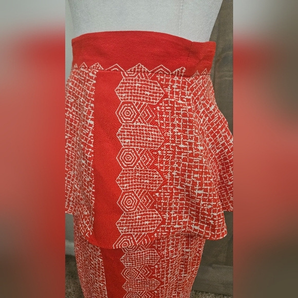 Anthropologie PLENTY by Tracy Reese Silky Broken Levels Skirt In Red/white.Sz 0 - Picture 11 of 13